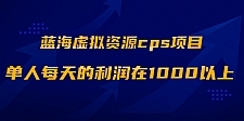 蓝海虚拟资源cps项目,目前最高单人每天的利润在1000以上【视频课程】