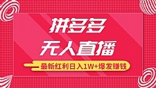 拼多多无人直播最新暴力红利教程_高价产品在低价池中疯狂爆发日赚1W+