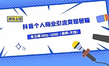 月入3W+扶你上墙，抖音个人商业引流变现秘籍，单日赚1000-2000（视频+文档)