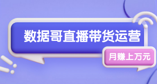 数据哥直播带货运营线上进阶课，让普通人也能靠直播月赚上万元