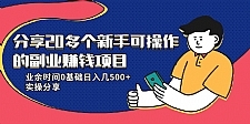 20多个新手可操作的副业赚钱项目:业余时间0基础日入几500+实操分享