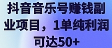 抖音音乐号赚钱副业项目，1单纯利润可达50+【视频教程】