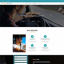 蓝色Bootstrap大气的国外驾校网站静态网页模板