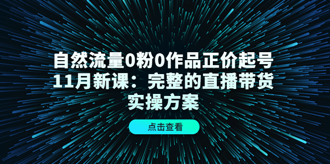 自然流量0粉0作品正价起号11月新课：