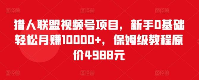 视频号项目：新手0基础轻松月赚10000+，保姆级教程（原价4988元）