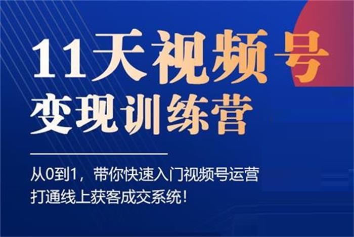 11天视频号变现训练营：从0到1带你快速入门视频号运营