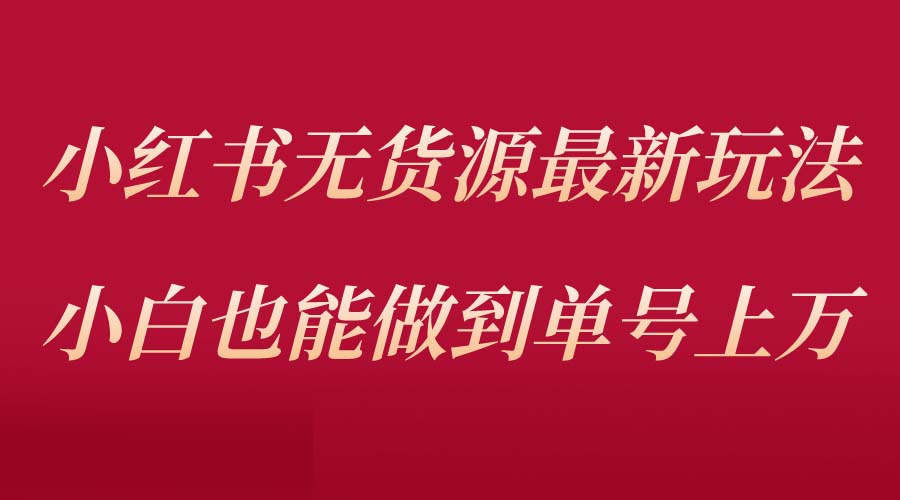 小红书无货源最新螺旋起号玩法，电商小白也能